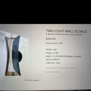 Mitzi Two Light Wall Sconce in Black and Brass